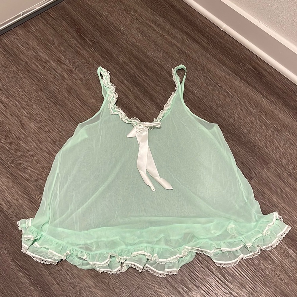Victoria Secret Mint green babydoll with white bow
